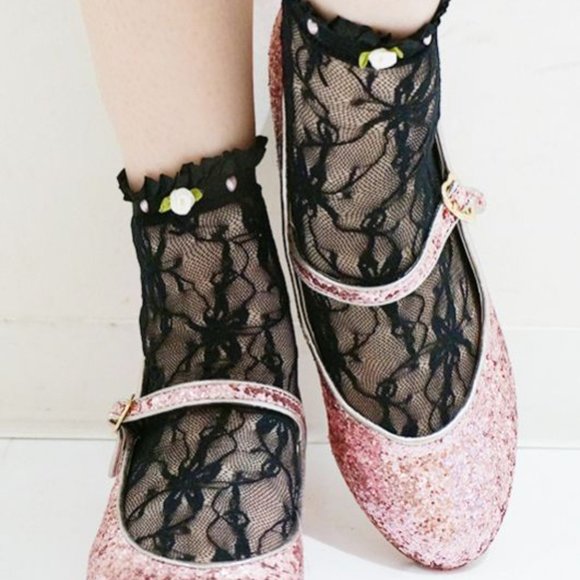 RoseMarie seoir black lace socks - Picture 2 of 2